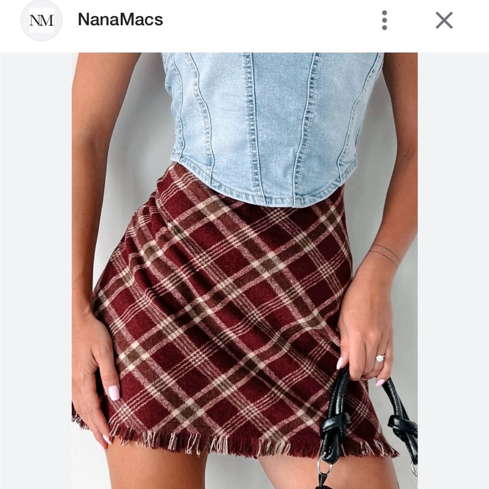 Nanamacs Anywhere with you plaid skirt (Burgundy Multi)